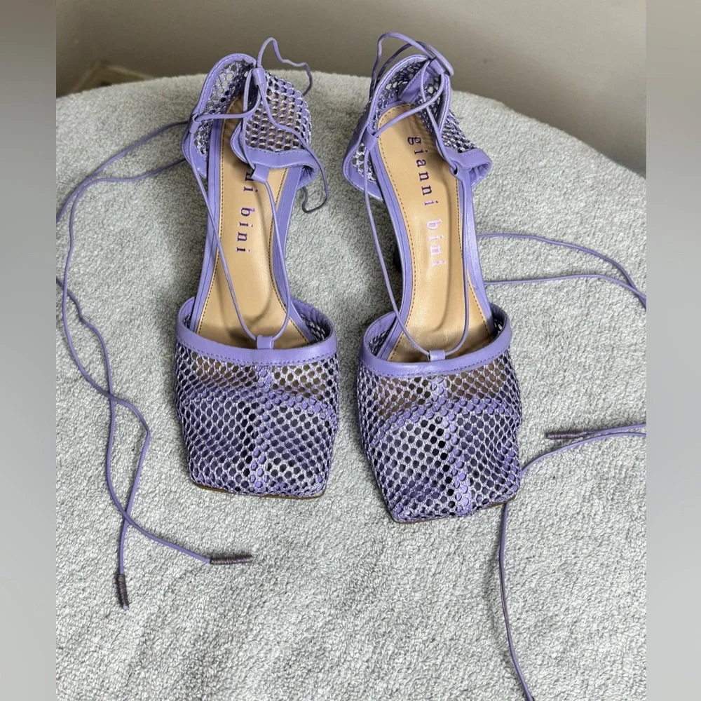 Gianni Bini Lavender Mesh Lace-Up Sandals - Picture 3 of 7